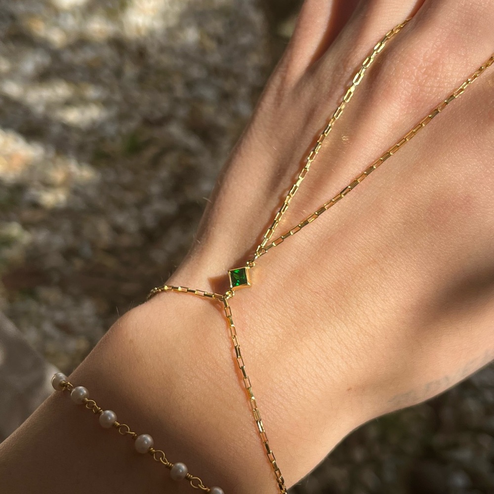 Emerald Green Handchain | Handmade 14k Gold Filled